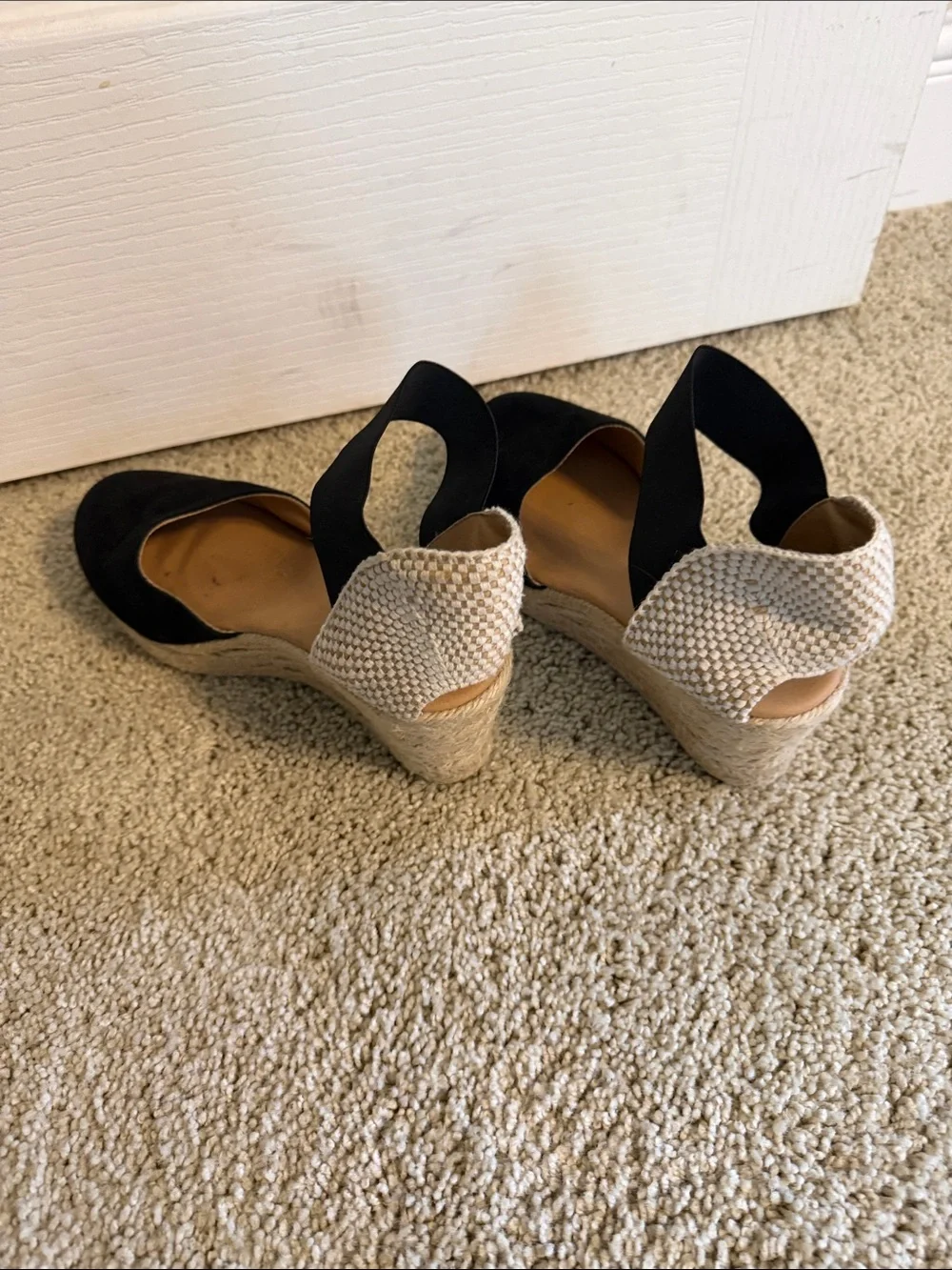 Women's Black Espadrille Wedge Sandals with Ankle Strap